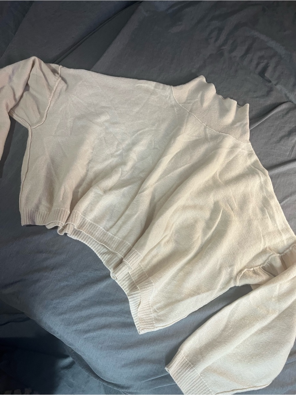 Free People Soft Cream Cropped Turtleneck Sweater 100% cashmere
